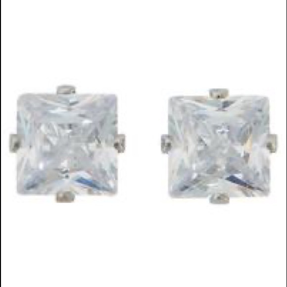 Cubic Zirconia Square Studs - Picture 7 of 9